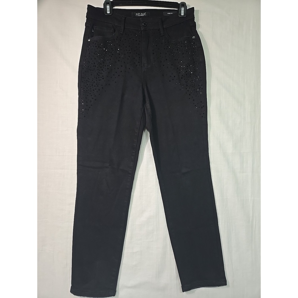 Judy Blue Slimโ Fit Black Rhinestone Jeans Women's 7/28 Style JB88809 Stretch
